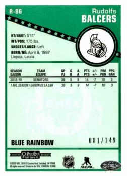 2019-20 O-Pee-Chee Platinum - Retro Blue Rainbow #R-86 Rudolfs Balcers Back