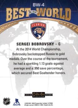 2019-20 O-Pee-Chee Platinum - Best in the World #BW-4 Sergei Bobrovsky Back