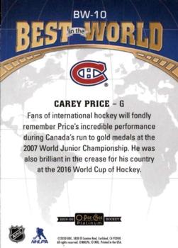 2019-20 O-Pee-Chee Platinum - Best in the World #BW-10 Carey Price Back
