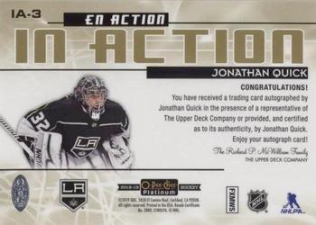 2019-20 O-Pee-Chee Platinum - 2018-19 O-Pee-Chee Platinum Update I #IA-3 Jonathan Quick Back