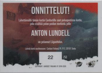 2019-20 Cardset Finland Series 2 - Signature Sensation GWJ Series 2 Redemption #NNO Anton Lundell Back