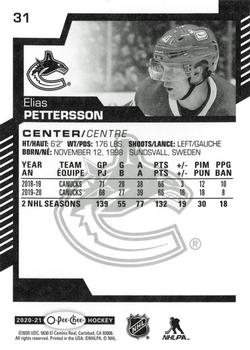 2020-21 O-Pee-Chee #31 Elias Pettersson Back
