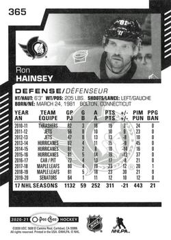 2020-21 O-Pee-Chee #365 Ron Hainsey Back