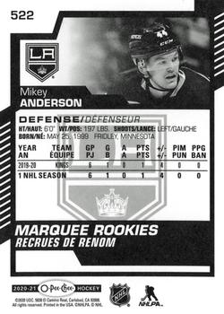 2020-21 O-Pee-Chee #522 Mikey Anderson Back