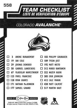2020-21 O-Pee-Chee #558 Colorado Avalanche Back