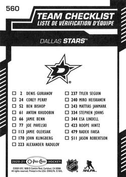 2020-21 O-Pee-Chee #560 Dallas Stars Back