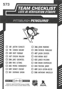 2020-21 O-Pee-Chee #573 Pittsburgh Penguins Back