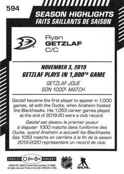 2020-21 O-Pee-Chee #594 Ryan Getzlaf Back