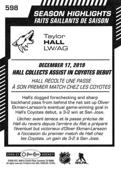 2020-21 O-Pee-Chee #598 Taylor Hall Back