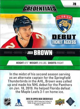 2019-20 Upper Deck Credentials - Green #78 Josh Brown Back