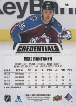 2019-20 Upper Deck Credentials - Black #48 Mikko Rantanen Back