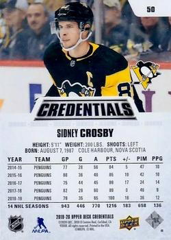 2019-20 Upper Deck Credentials - Black #50 Sidney Crosby Back