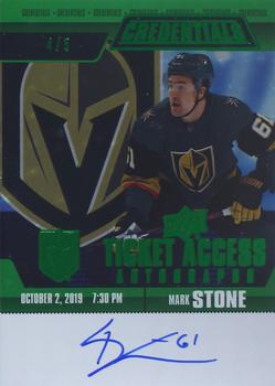 2019-20 Upper Deck Credentials - Ticket Access Autographs Green #TAA-MS Mark Stone Front