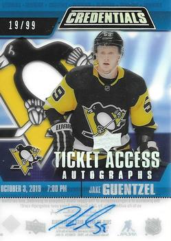 2019-20 Upper Deck Credentials - Ticket Access Acetate Autographs #TAA-JG Jake Guentzel Front