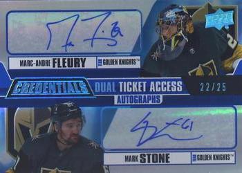 2019-20 Upper Deck Credentials - Dual Ticket Access Autographs #RTAAD-MM Marc-Andre Fleury / Mark Stone Front
