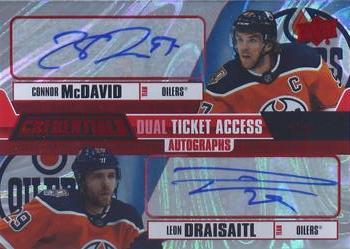 2019-20 Upper Deck Credentials - Dual Ticket Access Autographs Red #RTAAD-CL Connor McDavid / Leon Draisaitl Front