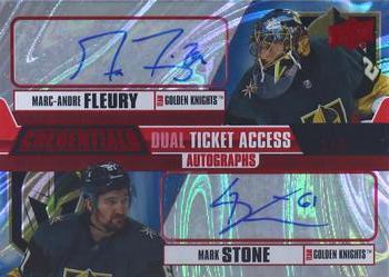 2019-20 Upper Deck Credentials - Dual Ticket Access Autographs Red #RTAAD-MM Marc-Andre Fleury / Mark Stone Front