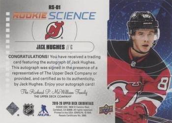 2019-20 Upper Deck Credentials - Rookie Science Autograph #RS-01 Jack Hughes Back