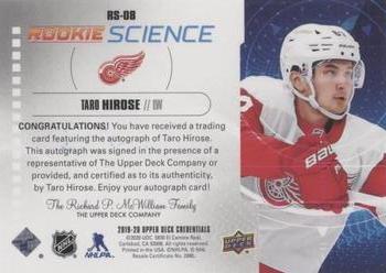 2019-20 Upper Deck Credentials - Rookie Science Autograph #RS-08 Taro Hirose Back