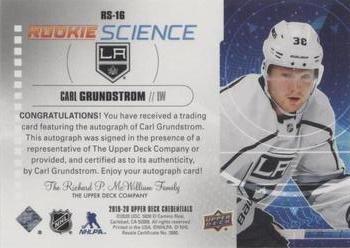 2019-20 Upper Deck Credentials - Rookie Science Autograph #RS-16 Carl Grundstrom Back
