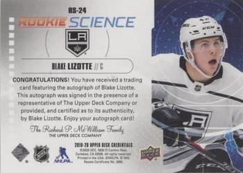 2019-20 Upper Deck Credentials - Rookie Science Autograph #RS-24 Blake Lizotte Back