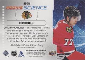 2019-20 Upper Deck Credentials - Rookie Science Autograph #RS-26 Kirby Dach Back