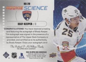 2019-20 Upper Deck Credentials - Rookie Science Autograph #RS-29 Brady Keeper Back