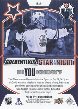 2019-20 Upper Deck Credentials - Star of the Night #1S-01 Connor McDavid Back