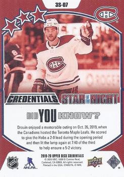 2019-20 Upper Deck Credentials - Star of the Night #3S-07 Jonathan Drouin Back