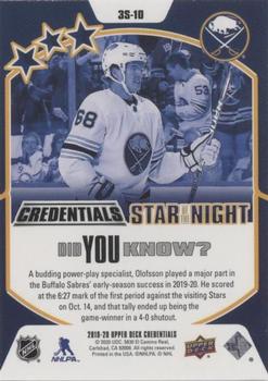 2019-20 Upper Deck Credentials - Star of the Night #3S-10 Victor Olofsson Back