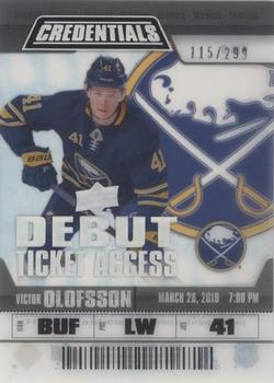 2019-20 Upper Deck Credentials - Debut Ticket Access Acetate #RTA-8 Victor Olofsson Front