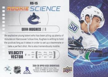 2019-20 Upper Deck Credentials - Rookie Science #RS-15 Quinn Hughes Back
