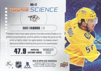 2019-20 Upper Deck Credentials - Rookie Science #RS-17 Dante Fabbro Back