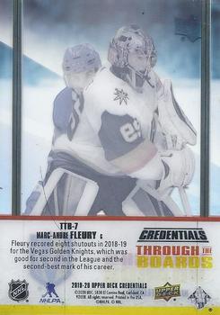 2019-20 Upper Deck Credentials - Through the Boards #TTB-7 Marc-Andre Fleury Back