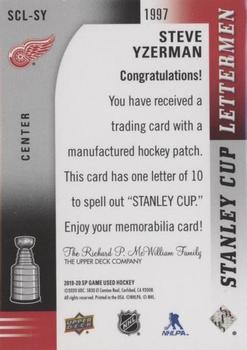 2019-20 SP Game Used - Stanley Cup Letterman Patches #SCL-SY-N Steve Yzerman Back