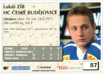 1995-96 APS Extraliga (Czech) #57 Lukas Zib Back