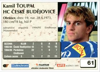 1995-96 APS Extraliga (Czech) #61 Kamil Toupal Back