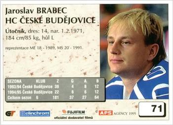 1995-96 APS Extraliga (Czech) #71 Jaroslav Brabec Back