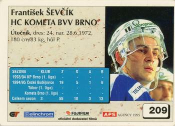 1995-96 APS Extraliga (Czech) #209 Frantisek Sevcik Back