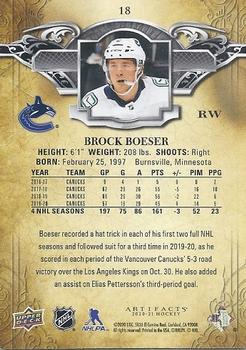 2020-21 Upper Deck Artifacts #18 Brock Boeser Back