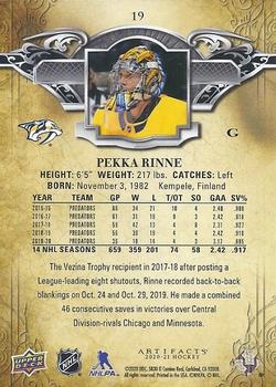 2020-21 Upper Deck Artifacts #19 Pekka Rinne Back