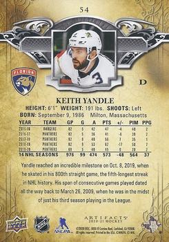 2020-21 Upper Deck Artifacts #54 Keith Yandle Back