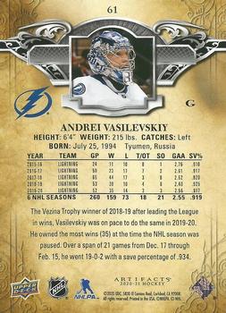 2020-21 Upper Deck Artifacts #61 Andrei Vasilevskiy Back