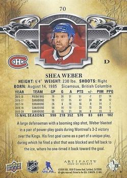 2020-21 Upper Deck Artifacts #70 Shea Weber Back