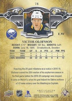 2020-21 Upper Deck Artifacts #78 Victor Olofsson Back