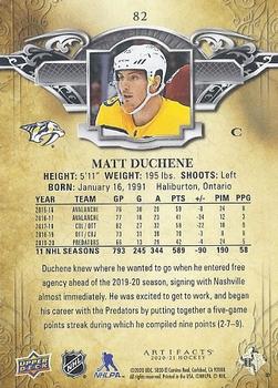 2020-21 Upper Deck Artifacts #82 Matt Duchene Back