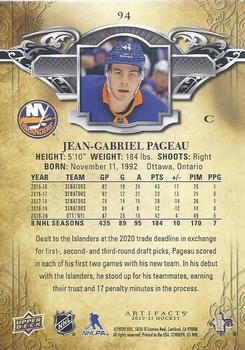 2020-21 Upper Deck Artifacts #94 Jean-Gabriel Pageau Back