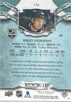 2020-21 Upper Deck Artifacts #178 Mikey Anderson Back