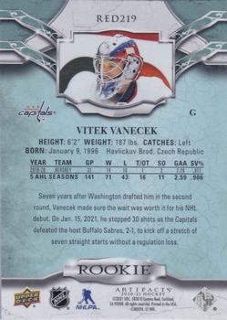 2020-21 Upper Deck Artifacts #RED219 Vitek Vanecek Back