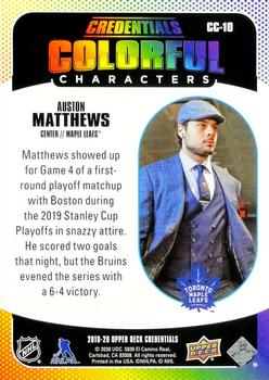 2019-20 Upper Deck Credentials - Colorful Characters #CC-10 Auston Matthews Back